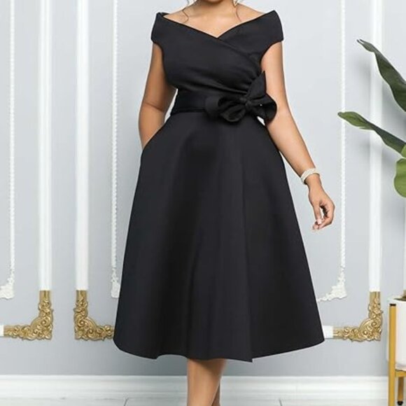 Women's Sleeveless V-Neck Backless Button Pockets A-Line Party Dress S, M, L, XL - Picture 3 of 5